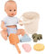 Götz 2454520 Sleepy Aquini Beach Boy Geschenkbox - 33 cm große Badepuppe mit blauen Schlafaugen, ohne Haare in 9-teiligem Set - Babypuppe ab 18 Monaten