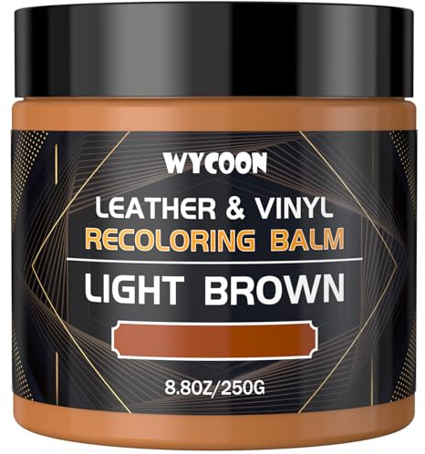 WYCOON Kit Riparazione Pelle Marrone Chiaro - Tintura Liquida, Vernice e Crema Colorante per Divani, Mobili, Sedili Auto, Scarpe, Giacca| Ripristina Pelle Graffiata e Sbiadita