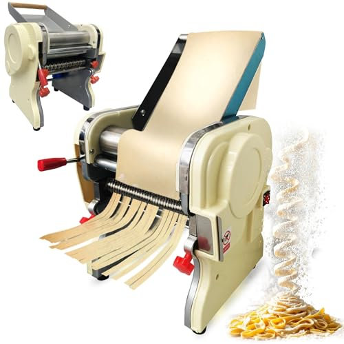XCSCUK Máquina de Pasta eléctrica Comercial, máquina para Hacer Fideos, Rodillo de Prensa de Masa de Pasta, máquina de Pasta automática de 550 W
