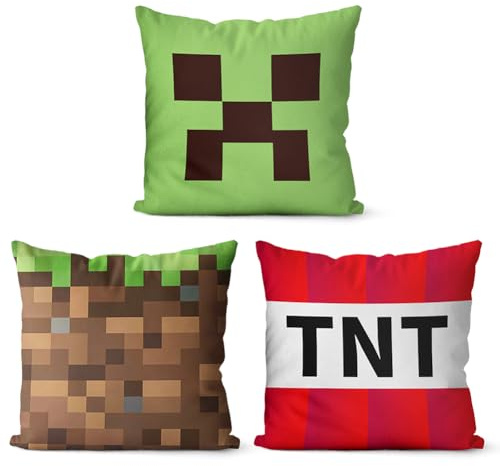 Pixel TNT Game Cushion Covers 45 cm x 45 cm, Decorative Cushion Cuddly Cushion, Pixel Play Player, Children's Cushion, Gaming Birthday Gift, Money Gift Decoration -A