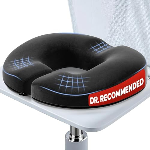 Benazcap Cojín de Asiento en Forma de Dona, Cojín Ergonomico de Espuma Viscoelástica, Ideal para Oficina, Auto y Uso Quotidiano