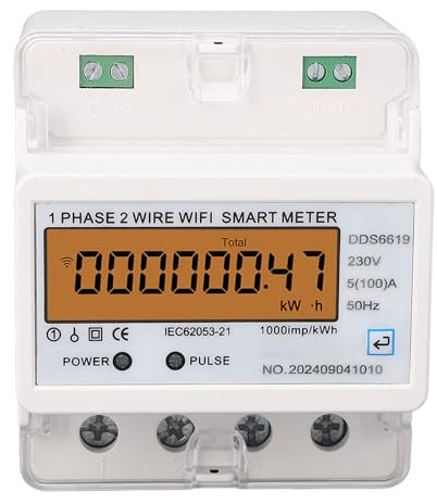 Spacnana Contatore Intelligente WiFi Monofase, Monitor Energetico con Telecomando per App Tuya, Montaggio su Guida DIN 5-100A 85-300V per il Monitoraggio dell'elettricità