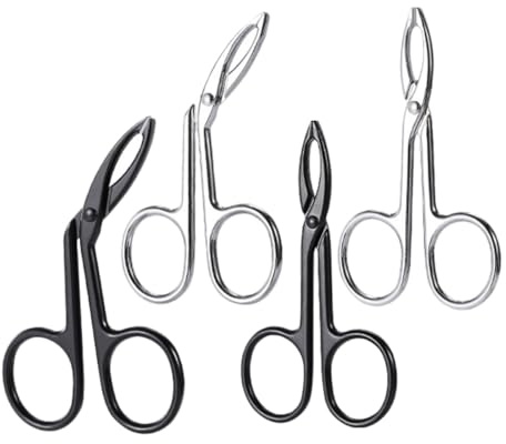 PAMINGONO Pinzette per Sopracciglia in Acciaio Inossidabile Set 4 Pezzi Punta Dritta e Curva Forbici per Modellare e Rifinire Sopracciglia da Donna Compatte e Portatili per Uso Viso e