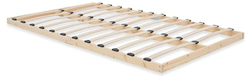 Homestyle4u Sommier à lattes 120 × 200 cm en bois de pin massif enroulable 24 lattes Cadre en bois de ressort 3127