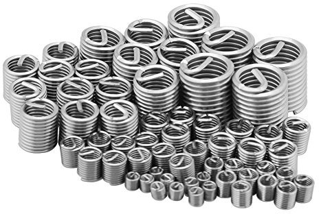 Estink Gewindeeinsatz Set, 60 Stück, Typ Laufdraht, M3-M12, Edelstahl, Klasse 2B, Silber, Gewindereparatur-Set