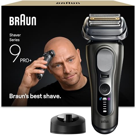 Braun Series 9 PRO+ Men's Electric Shaver, 5+1 Ultra Thin Precision Blades, Pro-SensoAdapt, Razor with 60 Minutes Battery, Charging Stand, Wet and Dry Razor Made in Germany, 9615s, Graphite