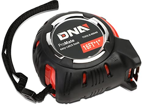DNA Motoring TOOLS-00040 Heavy Duty Steel Blade Imperial Measuring Tape - 16 ft. Tape Reel with 1/8 inch Graduations, Push Button Lock