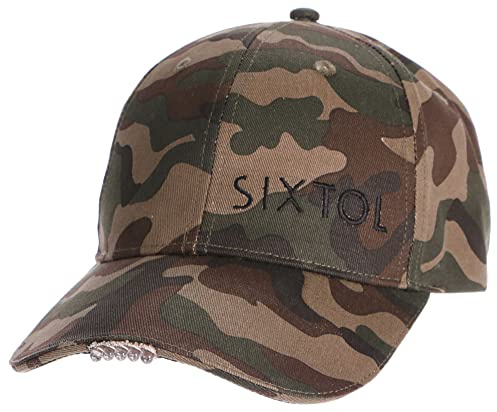 SIXTOL B-Cap Gorra de béisbol con luz LED, 25 LM, Carga a través de USB, tamaño Universal, Camuflaje, Talla única