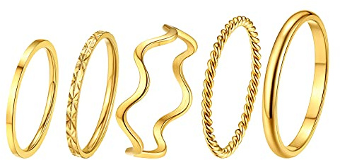 GoldChic 5 Pcs Juego de Anillos Oro Mujer para Nudillos