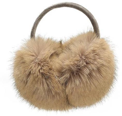 ZLYC Klassischer Damen Kinder Mädchen Verstellbarer Winter Ohrenschützer Ohrenwärmer mit Molton-Haarreifen(Großes Khaki)