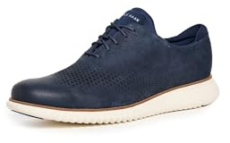Cole Haan Men's 2.Zerogrand Laser Wingtip Oxfords, Navy Blazer Nubuck/Ivory, 9