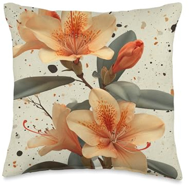 Rhododendron Flower Pattern Aesthetic Terrazzo Throw Pillow