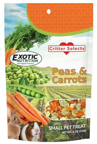 Exotic Nutrition Peas & Carrots 8 oz. - Healthy Natural Mixed Dried Vegetable Treat - for Rabbits, Guinea Pigs, Hamsters, Chinchillas and Small Pets