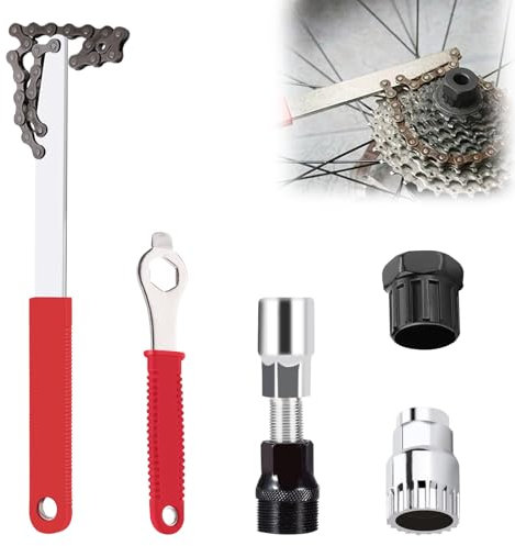 HANIUTTY Kettenpeitsche Fahrrad Werkzeug, 5 Pcs Fahrrad-freilaufwerkzeug für Kurbelabzieher Fahrrad, Kettenradabzieher-schraubenring-abziehersatz für Kurbelabzieher, Kurbelschlüssel-werkzeugsatz