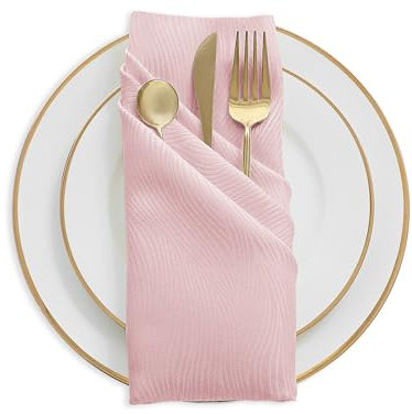 Softalker Pink Napkins Party Set of 6,Dinner Cloth Napkins Rectangle 45x45 cm,Elegant Jacquard Cloth Napkin for Dining Cafe Birthday Valentines Wedding Outdoor, 18x18 inch, Wipe Clean, Washable
