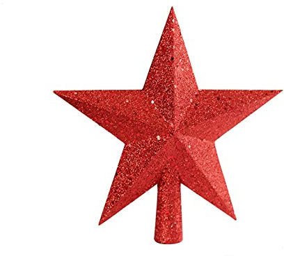 Weihnachtsbaumspitzen Stern, Christbaumspitze Stern Kunststoff Glitzer Weihnachtsspitze Tannenbaumspitze Christbaumspitze Baumspitze Spitze für Tannenbaum Tannenbaumspitze (Rot, One Size)
