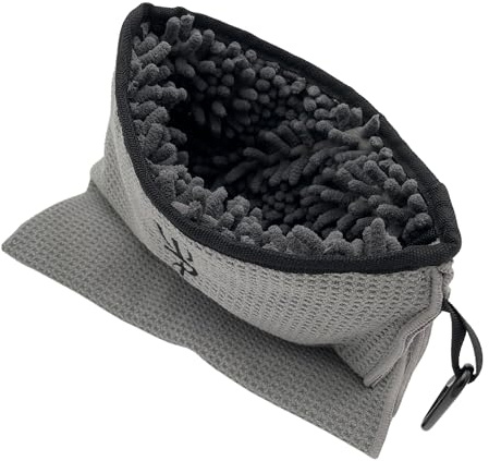 True Par Disc Golf Disc Golf Towel & Cleaning Tool Combo | Microfiber & Terry Cloth Disc Golf Accessory | Grey