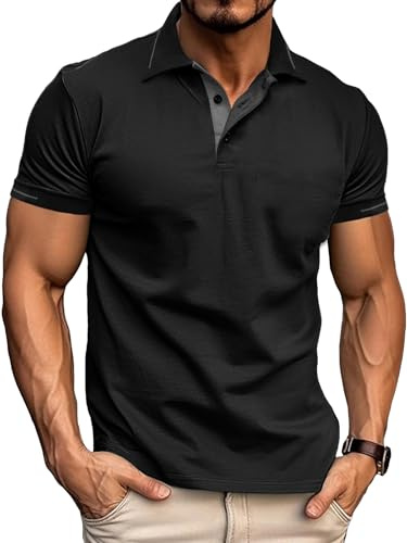 Comilaka Polo Homme Manches Courtes Polos Casual T-Shirt Couleur de Contraste Regular Fit Été M-3XL