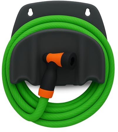 TECHZOCO Soporte para Manguera jardín plástico, Colgador de Manguera de jardín, Porta mangueras para Pared, Organizador Manguera jardín, 25 cm Ancho X 15 cm Alto X 15 cm Fondo, Universal, Negro