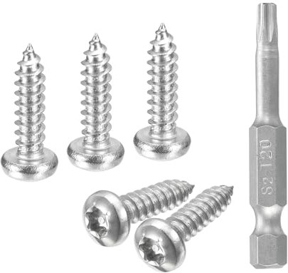 QUARKZMAN #8 x 5/8 Tornillos de Seguridad Torx, 30pcs Tornillos Autorroscantes de Cabeza Redonda Resistentes A La Manipulación, Acero Inoxidable 304 Antirrobo con Punta T20