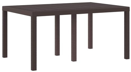 vidaXL Mesa de Jardín Marrón 150 x 100 cm, Ligera, de ratán sintético. Resistente a la Intemperie, Ideal para 6 Personas. para Uso Exterior, fácil de Montar y con un diseño Moderno