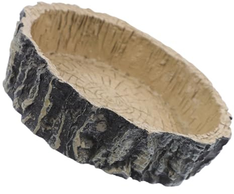 Parliky pour Reptiles en Résine Plat d'alimentation de Souche d'arbre Récipient pour Tortue Lézard Gecko Fournitures pour Reptiles Taille Appropriée Facile à Nettoyer
