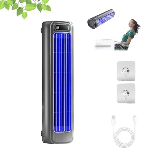 Coldeeze cooling ace, climatiseur mobile sans évacuation, rafraichisseur d'air, ventilateur mural silencieux à 3 vitesses, rechargeable, convient pour la chambre et le bureau (Gris)