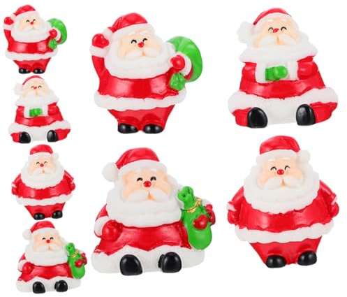 HEMOTON 8pièces Miniatures De Noël Lot de Figurines De Père Noël Décoratives Et Intérieur Extérieur De Décoration