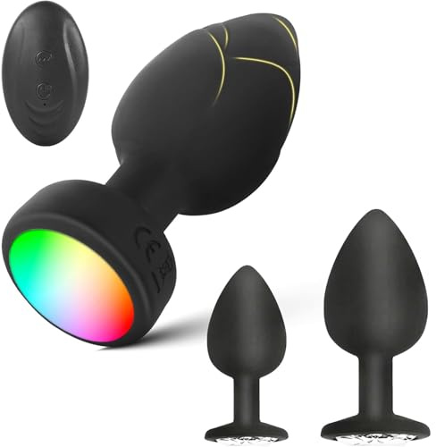 Vibrating Butt Plug with 10 Modes, Light up Anal Plug LED Color Vibrator Remote Control Silicone Prostate Massager Anal Plug for Adult Sex Toys Games