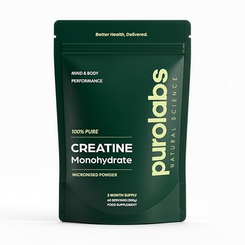 Purolabs Creatine Monohydrate Powder 300g | Unflavoured 100% Pure Micronised Creatine | Supports Muscle Growth, Recovery & Strength Performance | 60 Servings
