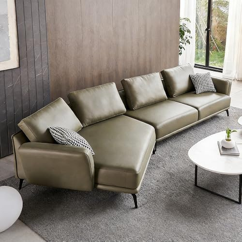 BKSAYAETou Sofá de Esquina de Cuero de Estilo Italiano de Lujo, Simple y de Forma Especial, Espacioso y Suave con Estructura de Madera Maciza, Adecuado para Sala de Estar, Oficina o apartamento.