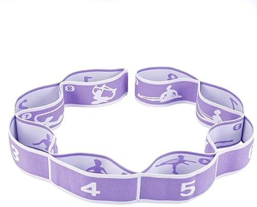 Stretching Band, Yoga Straps with 8 Adjustable Loops, Elastic Yoga Stretching Strap, Adjustable Leg Stretch Strap for Yogas, Pilates, Dance and Gymnastics Exercises (Purple)