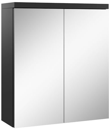 Badplaats Spiegelschrank Toledo 60 x 60 cm Schwarz - Badezimmerschrank mit Spiegel und 2 Türen