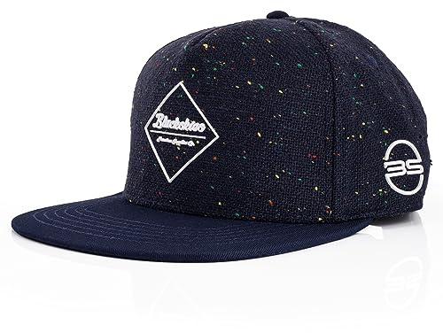 Blackskies® Re Snapback Cap | Herren und Damen Schirm Kappe | Premium Baseball Mütze Basecap Gum Spot Brand Logo Wolle Blau