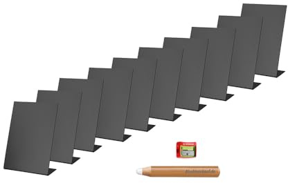 10x Tisch-Kreidetafel DIN A6 – beschreibbare Menütafel & Angebotstafel für Gastronomie – beidseitig nutzbar hoch & quer – inkl. weißem Kreidestift – wiederbeschreibbar