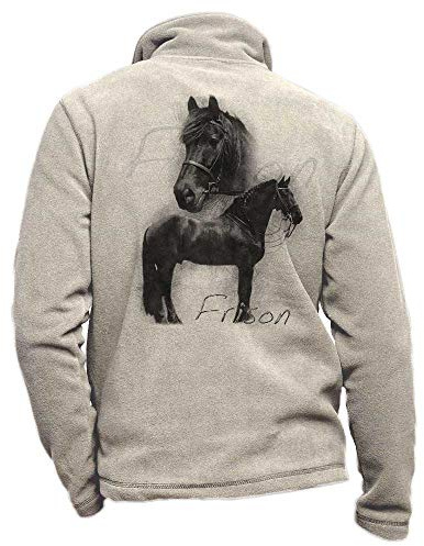 Pets-easy - Giacca in pile da equitazione con un frison, abbigliamento da equitazione personalizzato per cavaliere, Uomo, beige, S