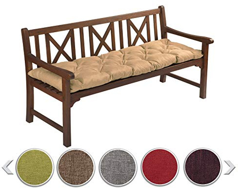 sunnypillow Cuscino per Panca da Esterno e Interno - 120 x 60 cm, Spessore 12 cm - Cuscini per Altalena da Giardino, Patio, Balcone - Panchina da Giardino per Sedia - Seduta da Divano - Beige