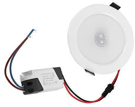 Downlight LED con sensor de movimiento por infrarrojos con caja de conexiones, lámpara empotrada de inducción del cuerpo humano frío de 9 W, luz de techo redonda empotrada (Blanco frio)