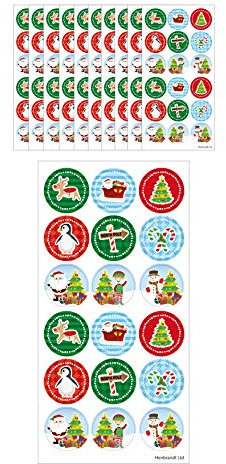 HENBRANDT Pegatinas navideñas grandes 180 pegatinas para niños y niñas Rellenos de calcetines navideños para manualidades Fabricación de tarjetas navideñas