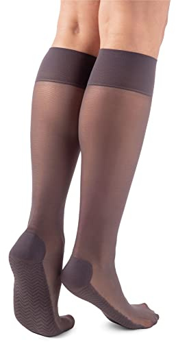 NOQ Calcetines de rodilla con masaje para mujer, transparentes, semimate, sin presión, calcetines hasta la rodilla con masaje de la planta, 20 Denier, activos, talla �nica