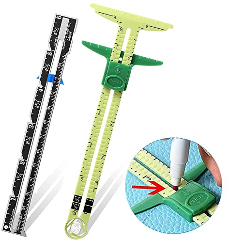 3-Piece Sliding Gauge Sewing Ruler Kits - 5-in-1 Measuring Tool for Knitting, Crafting, Hemming