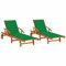 Chusui Sonnenliegen 2 STK. mit Auflagen, Gartenliege, Strandliege, Saunaliege, Relaxliege, Campingliege, Poolliege, Liege Garten, Massivholz Akazie