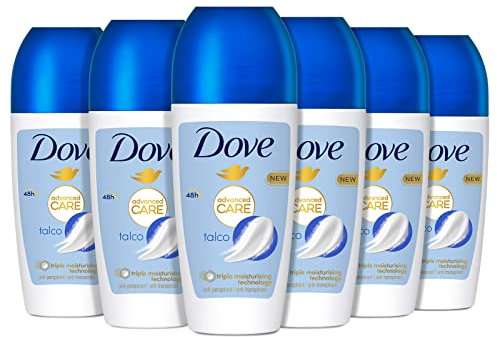Dove, Deo Roll On Advanced Care Talk, Deodorant Antitranspirant, sanfte Formel mit dreifacher feuchtigkeitsspendender Wirkung, Schutz bis zu 48 Stunden, Deodorant für Damen und Herren, 6 Stück à 50 ml
