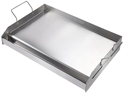 VEVOR Plancha Parrilla Reversible Pre-Sazonada 587x395 mm Plancha Parrilla Rectangular Plancha de Cocción Antiadherente de Hierro Fundido Espesor 2 mm para Cocina de Gas 2 Quemadores Barbacoa