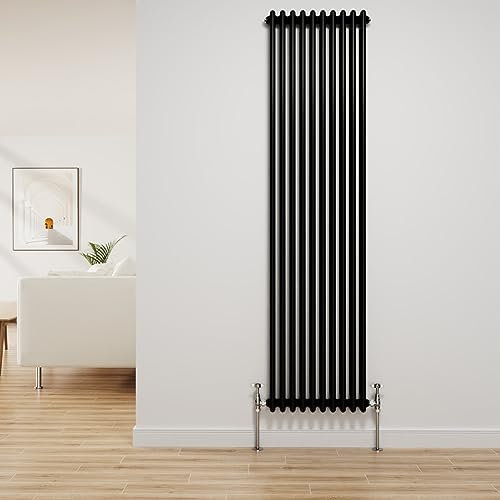 NRG Traditional Radiator Black Cast Iron 2 Column Vertical Central Heating Bathroom Radiators 1800x470mm