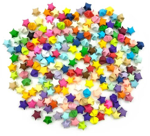 Niuhong 200 Pcs Sterne Papierstreifen Origami Papier Glücksstern Stern Origami Blätter 3D Bunte Stern Papierkunst Handgefertigte Gefaltet Papier DIY Handwerk Dekoration Geschenk (Gemischte farbe)