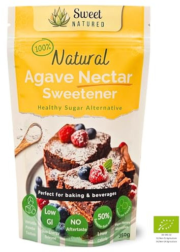 Sweet Natured Organic Agave Nectar Sweetener – 100% Natural, Vegan, and Perfect for Baking, Breakfast & Tea – Powdered Sugar Texture with Honey Taste, 350g