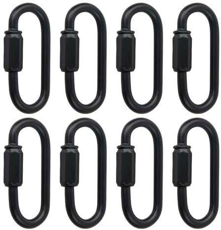 8 Pièces Mousqueton Noir, Mousqueton à Verrouillage, Connecteur de Chaîne à Maillon Rapide, Résistants, pour Extérieur, Intérieur, Camping et Randonnée