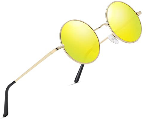 wearPro Polarisierte-Eckig-Sonnenbrille-für-Herren-Damen UV400-Schutz Polarisiert Sonnenbrillen Retro Vintage Stil Fahrradbrille Rechteckig Sunglasses für Fahren Sport- Gold/Gelb