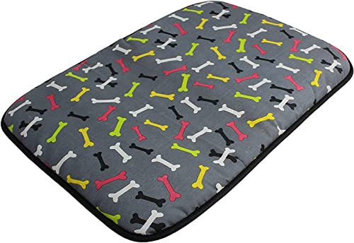 Acomoda Textil - Cama para Perros de Tela, Cama Perros Antideslizante y Lavable. Colchoneta Mascotas para Hogar y Transportin. (60x50 cm, Huesos)